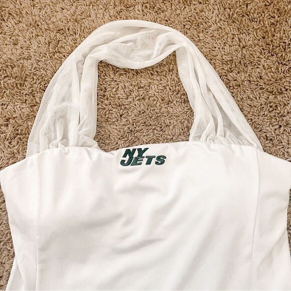 NFL All Sport Couture White New York Jets Sports First Down Halter Top SZ L BNWT - Picture 9 of 11